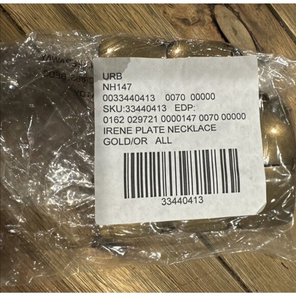 Irene Square Cluster Pendant Brass Gold Tone 11" Long Statement Necklace NEW - Picture 9 of 10